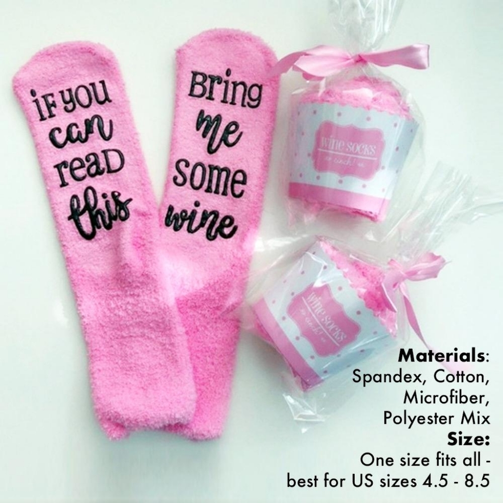 Pink Cupcake Wine Fuzzy Socks Gripper Bottoms NEW - Picture 2 of 6